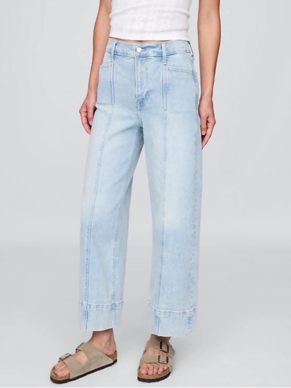 GAP High-Rise Wide-Leg Ankle Jeans - Light Blue